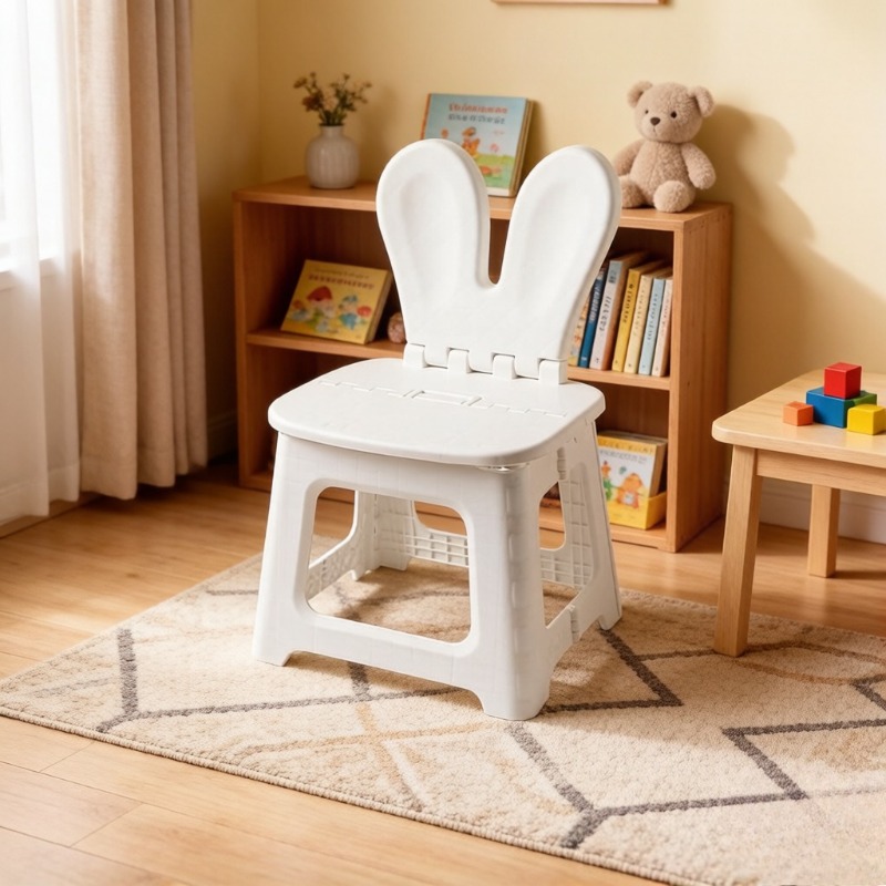 Kids Outdoor Chair Plastic - 2 adet kalınlaştırılmış tavşan karikatür katlanır